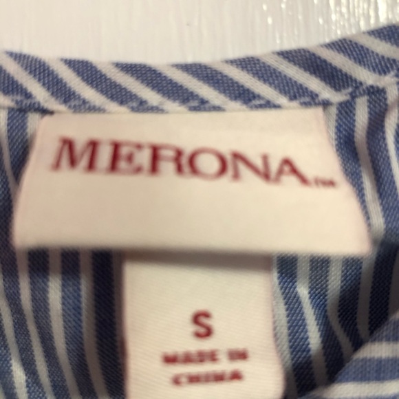 Blue and White striped Medina Top - Picture 2 of 2